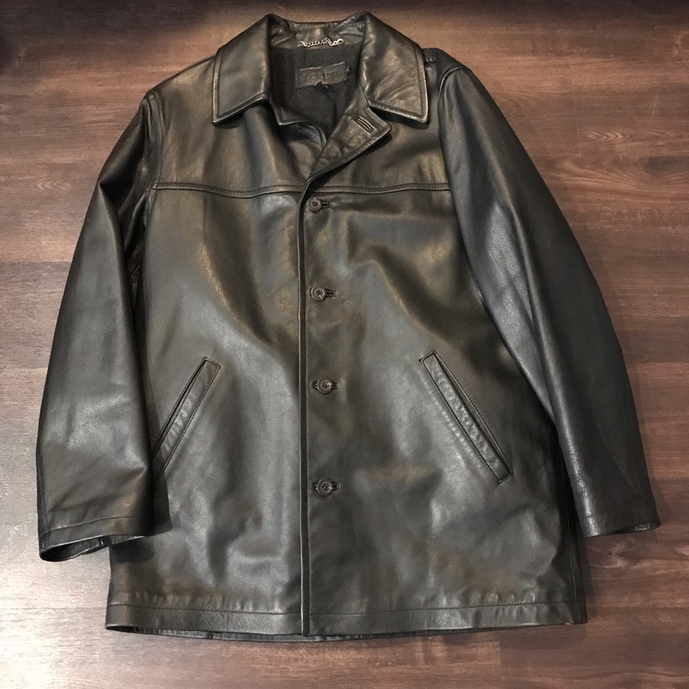 J Crew Men’s Leather Car Coat Jacket
